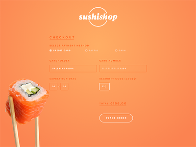 Daily UI #002: Credit Card Checkout checkout daily daily ui form restaurant sushi ui