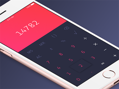 Daily UI #004: Calculator app calculator color daily daily ui ios iphone minimal red simple ui