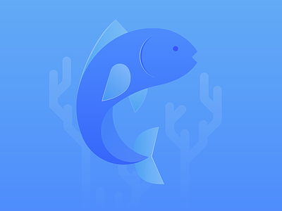 Fish app blue fish fishing flat illustration underwater
