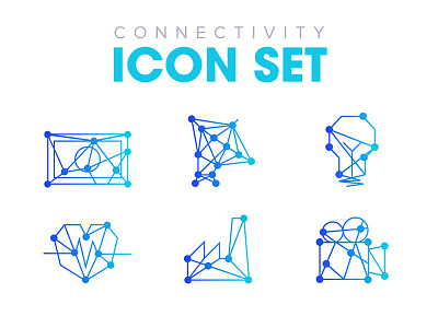 Connectivity icon set blue connections gradient icon icons set tech technology