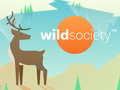 Wild Society animals app deer fishing hunting illustration landscape logo product design sun ui design ux design