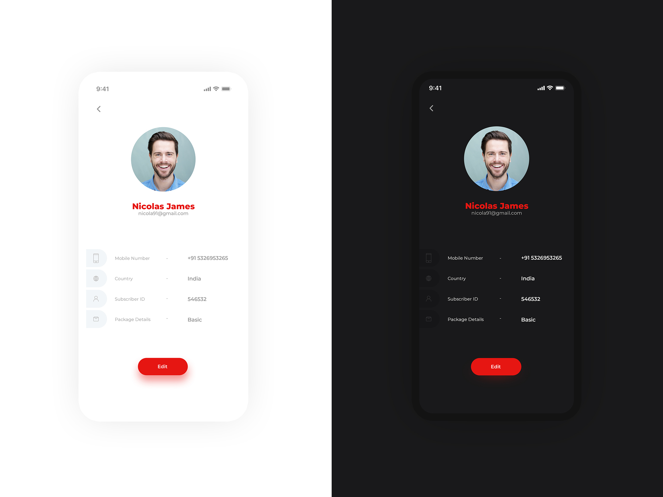 Profile UI | Light and Dark Theme by Dan K Joseph on Dribbble