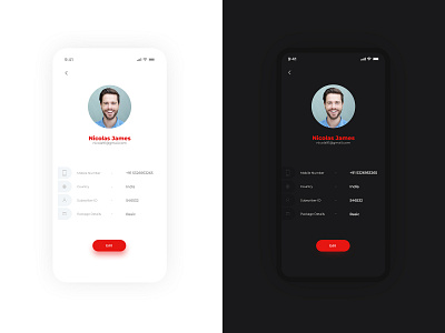 Profile UI | Light and Dark Theme app design dark interaction photoshop profile ui ui deisgn ux design white