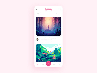 Dribbble App Design Concept adobexd app design design dribbble graphic design homepage illustration interaction design photoshop ui ui design uidesign ux design uxdesign uxui vector web design webuiuxdesign