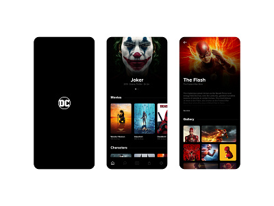 DC (Movies and characters) Application Concept Desgin