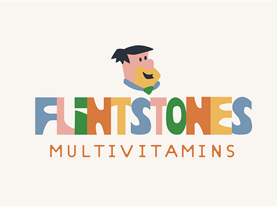 Flintstones Logo Concept branding cartoons flintstones vitamins illustration retro texture typography vintage vitamins