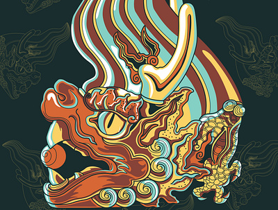 Vietnamese dragon art branding dragon landscape mid autumn festival traditional vector vietnam designer
