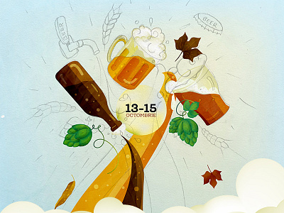 WIP - Beer Festival Poster autumn beer drawing hops