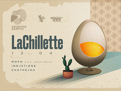 LaChillette 70s cactus chair egg living room wallpaper