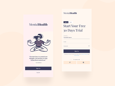 MentalHealth- Sign Up UI app daily ui dailyui001 dailyuichallenge design illustration mentalhealth minimal ui ux web website