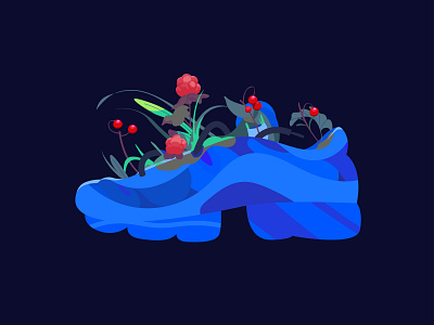 eternal and perishable adobe illustrator berries blue design fluid illustration sneaker vector wavy