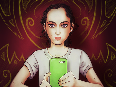 Selfie alon boroda illustration painting selfie surface