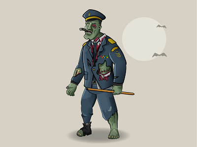 Zombie General Character | Animation Ready character design illustration man zombie vector zombie zombie character zombie leader