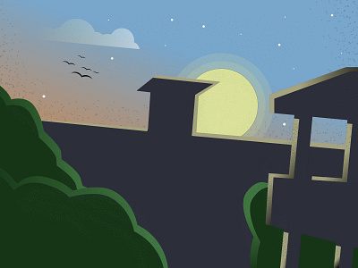 Building Sunset Landscape building evening illustration illustrator landscape sunset