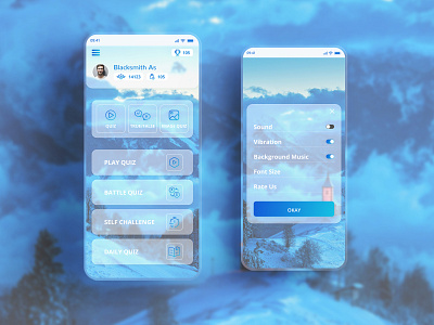 Quiz game Glass Effects design designinspiration glass glasseffect glassmorphism photosop quiz quizgame ui uidesign uiux ux