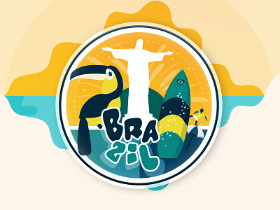 Brazil Sticker for @Sticker Mule bird brazil colors contest design football illustration playoff sticker stickermule surf