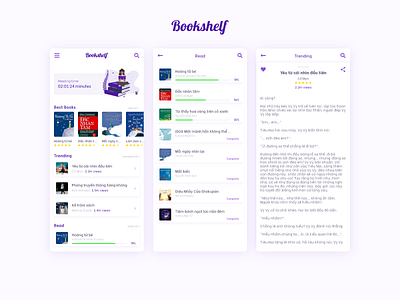 'Bookshelf' Reading book app ui