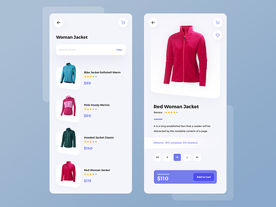 eCommerce App app clothes ecommerc jacket mobile rating woman