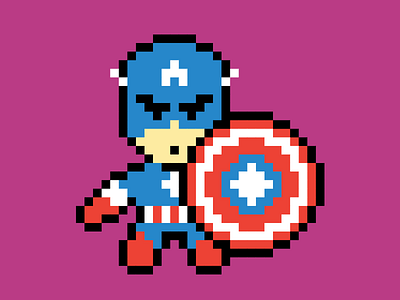 Pixel Captain America 8 bit character character design icons illustration pixel pixel art superhero video game