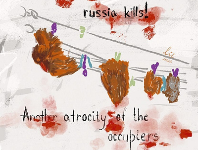 "russia kills!people, animals, this time chickens!" 5.04.2022 art illustration war chiken chikenkillsrussia