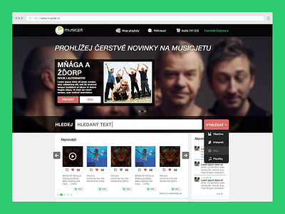 musicjet.cz homepage flat homepage jet music musicjet online radio streaming web design webdesign website