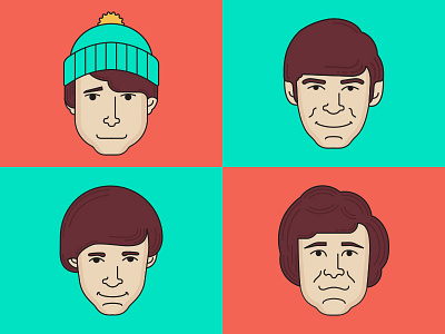 The Monkees avatar davy jones omg face flat illustration monkees portrait vector