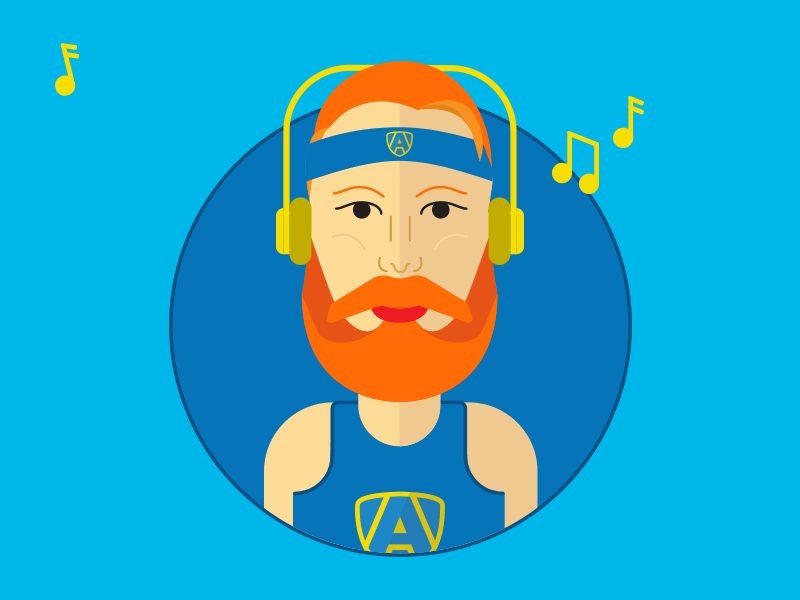 Jamming avatar face flat illustration music portrait vector