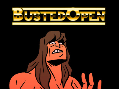Busted Open comic art logo type wrestling