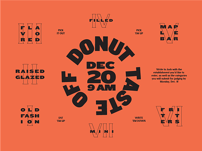 Donut Taste Off donut knockout layout party type typography