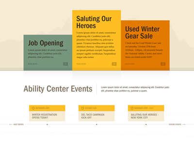 National Ability Center design elegant seagulls icons timeline typography utah web website