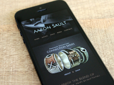 Aaron Sault Jewelry - Responsive dark design elegant seagulls jewelry metals mobile phone responsive rings type typography web website