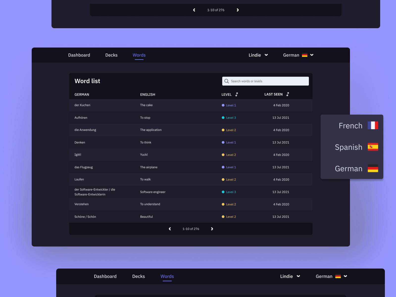 Language learning app - Word list by Lindie Botes on Dribbble