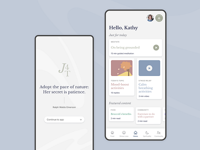 Mindfulness and meditation app app design calm calming cards figma hero screne ios meditation meditation app mindfulness mobile design natural nature netural quote splash screen tracker ui design