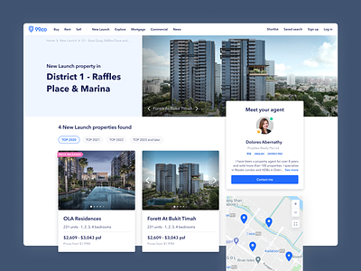 Property development search results page concept 99co card design figma landing page luxury property real estate search results singapore uiux web website
