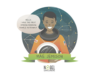 Mae Jemison astronaut character cosmos design galaxy gradient gradient color illustration illustrator art illustrator cc vector women