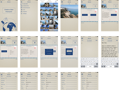 Postcard App Screens