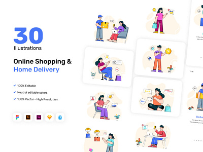 Online shopping illustrations