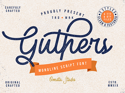 Guthers - Monoline Script Font (FREE FONT)