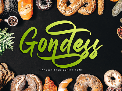 Gondess - Handwritten Script Font advertisements apparel branding handlettering lettering logotype product design product packaging script fonts social media posts typography