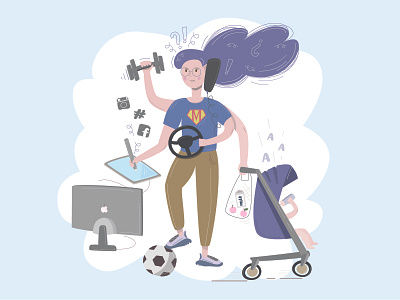 I'm a Mum, What's Your Superpower? character design flat girl illustration mother motherhood power vector woman woman character
