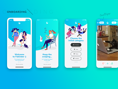 Onboarding :: Fakinder app color system dating datingapp design design system interface iphone iphonex login onboard onboarding relationship startup tinder tooltips ui ux