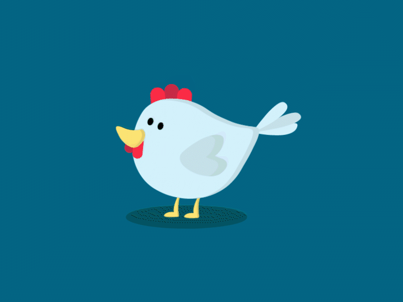 Chicken animation design icon illustration logo rebound vector