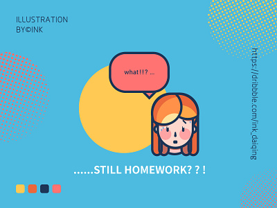 homework 2019 design drawing girl homework illustration ui
