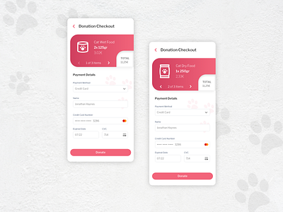 Donation Checkout | Daily UI Challenge 002 002 challenge checkout daily ui design donation dribbble mobile payment pets shelter ui