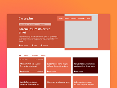 Shades WIP - for Castee.fm design podcast podcasting red shades web website