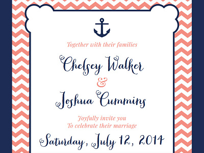 Chelsey And Josh Wedding Invitation chevron invitation stationary summer wedding