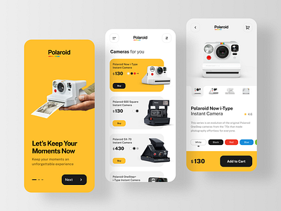 #Exploration - Polaroid Camera Mobile App app camera clean design ecommerce flat minimal mobile ui user interface ux website