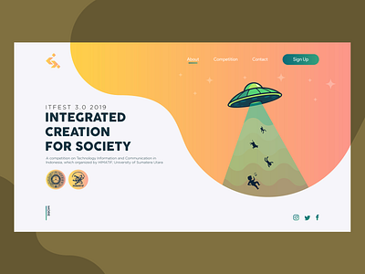 Web Design ITFEST 3.0 2019 art design flat gradient icon illustration information design information technology logo minimal technology ufo ui ux vector web website