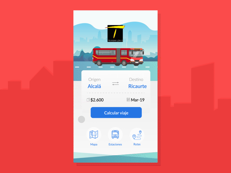 Transmilenio Concept App animation app bogota bus colombia illustration illustration art interaction interface design transport ui
