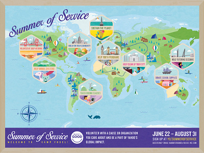 Summer of Service community compass globe illustration map poster san francisco summer vector world yahoo